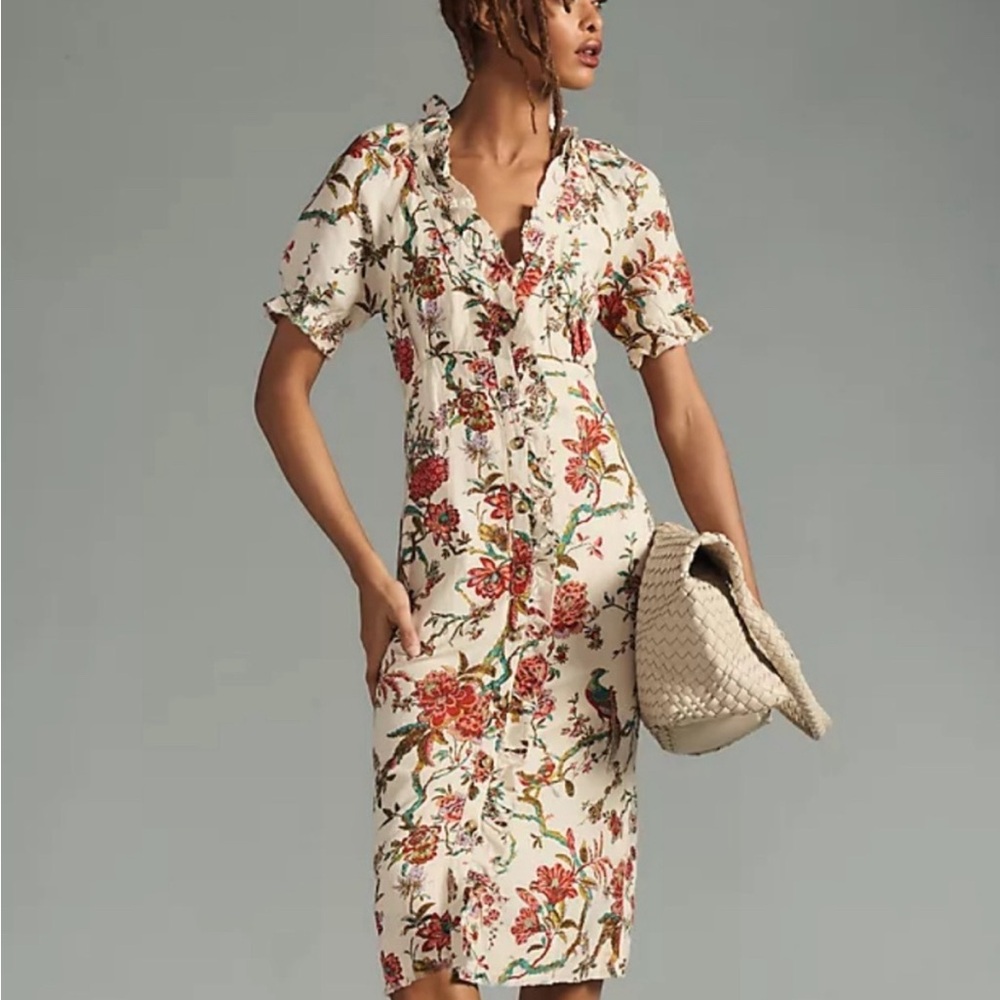 Pilcro Ruffle Collar Button Down Floral Dress